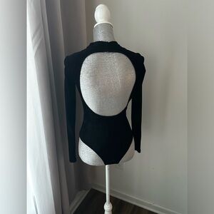 Black ZARA faux velvet body suit, no stretch never snapped the crotch